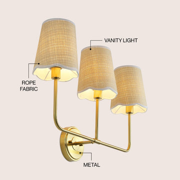 Lila Traditional Coastal Scalloped Fabric Shade/Metal LED Vanity Light